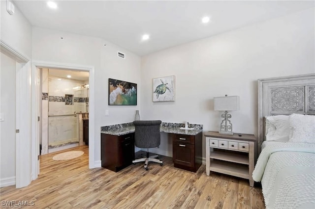 office area featuring light hardwood / wood-style flooring