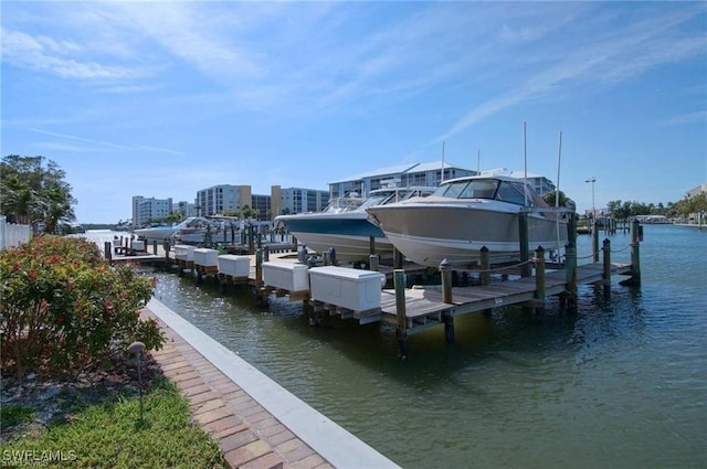 view of dock featuring a water view