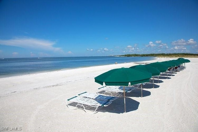 view of water feature featuring a beach view