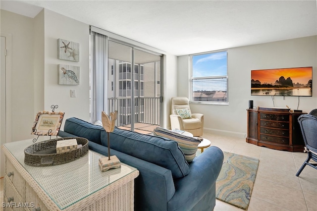 view of tiled living room