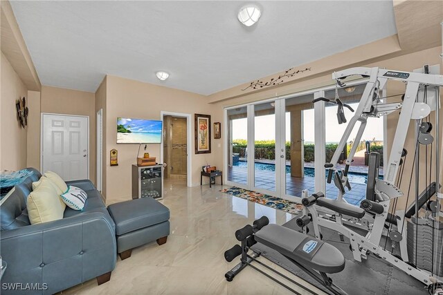 exercise room with french doors