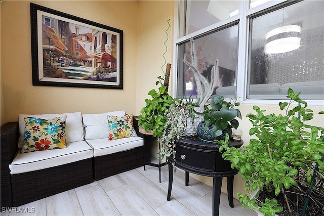 interior space with light hardwood / wood-style flooring