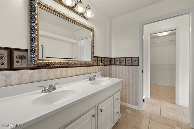 bathroom with vanity and tile patterned floors