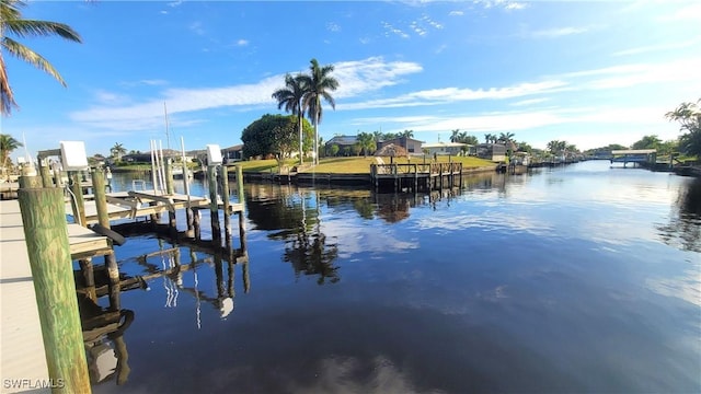 dock area featuring a water view