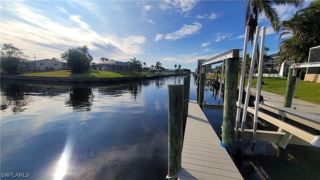 view of dock featuring a water view