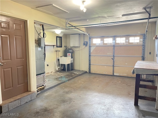 garage featuring electric water heater