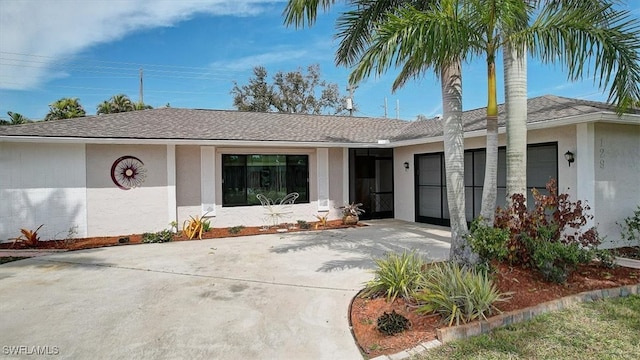 exterior space with a garage