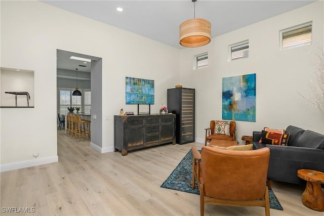 living room with light wood-type flooring