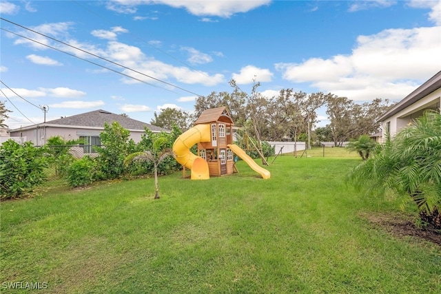 view of yard with a playground