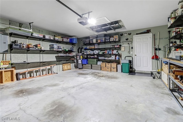 garage with a garage door opener