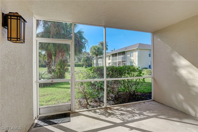 view of unfurnished sunroom