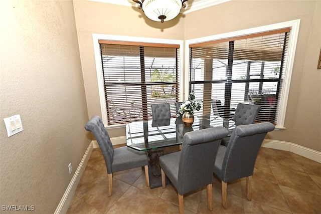 view of tiled dining space