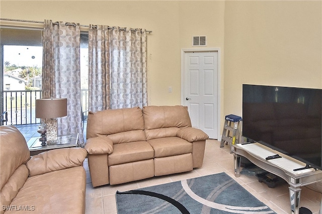 view of tiled living room