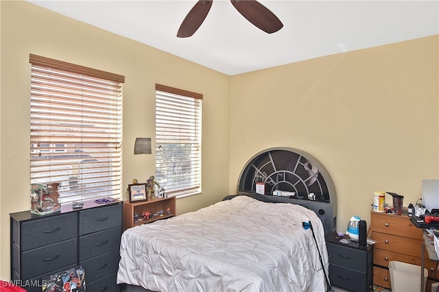 bedroom featuring ceiling fan