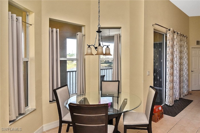 dining room with light tile patterned floors