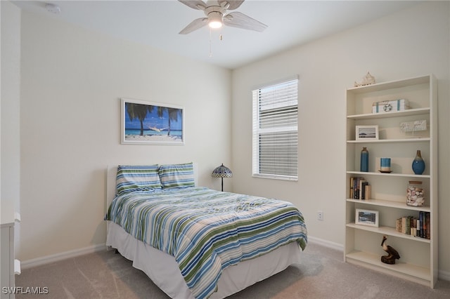 bedroom with carpet flooring and ceiling fan