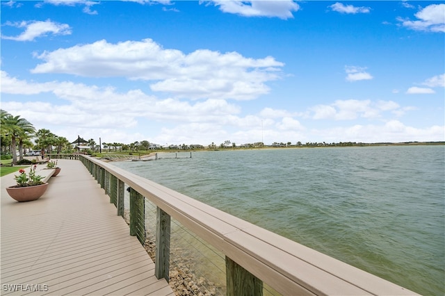 dock area featuring a water view