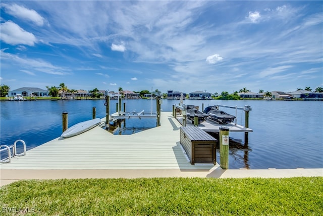 dock area featuring a water view