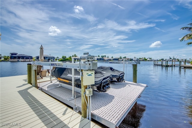 dock area featuring a water view