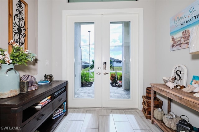 doorway to outside featuring french doors