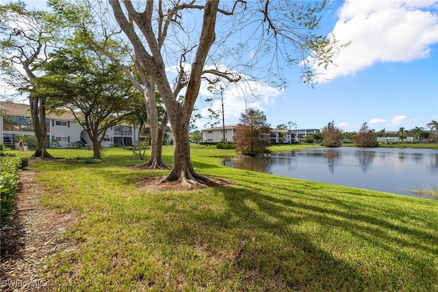 view of yard featuring a water view