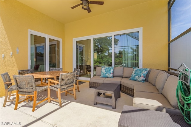 view of patio / terrace featuring an outdoor living space and ceiling fan