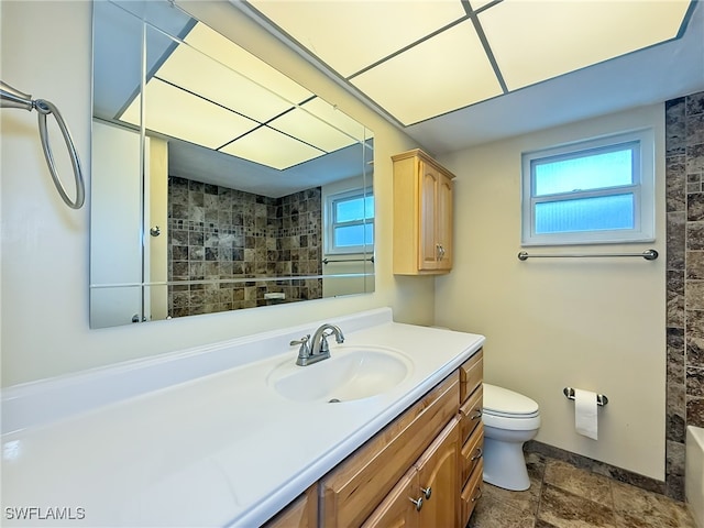 bathroom with toilet and vanity