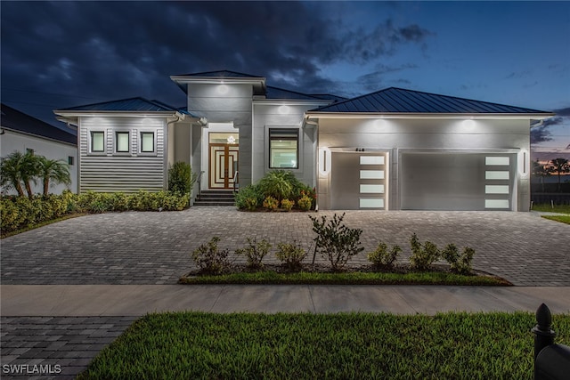 contemporary home with a garage