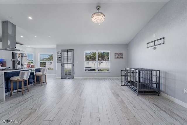 living room with light wood-type flooring