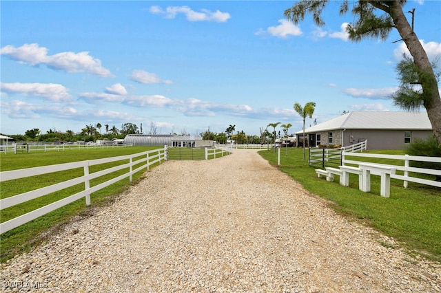 view of street featuring a rural view