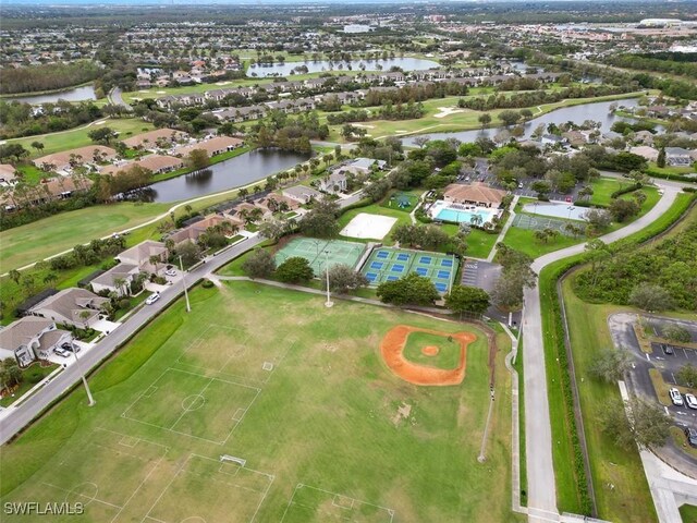 21566 Portrush Run, Estero, FL 33928 - aerial view of property and surrounding area featuring a nearby body of water, nearby suburban area, and a local golf course