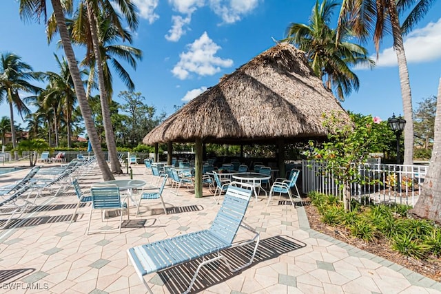 view of patio / terrace with a gazebo