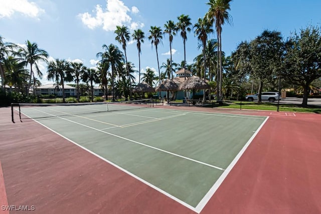 view of tennis court with basketball court