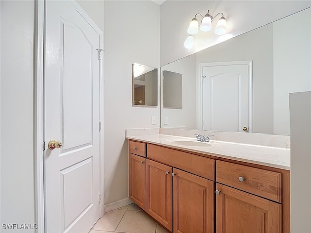 bathroom featuring vanity and tile patterned flooring