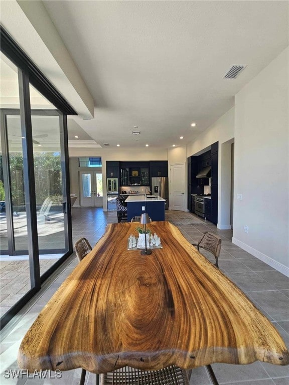 view of tiled dining room