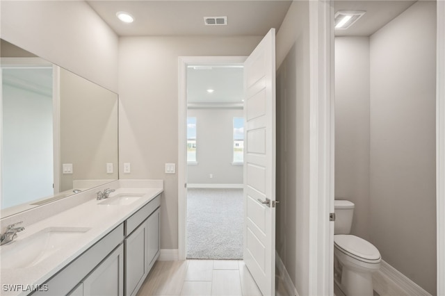 bathroom with toilet and vanity