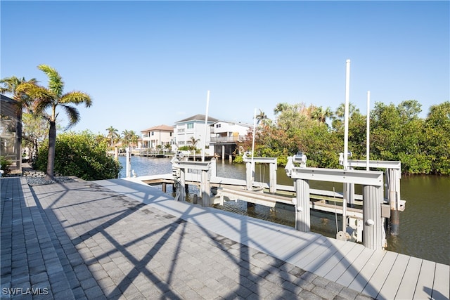 view of dock featuring a water view