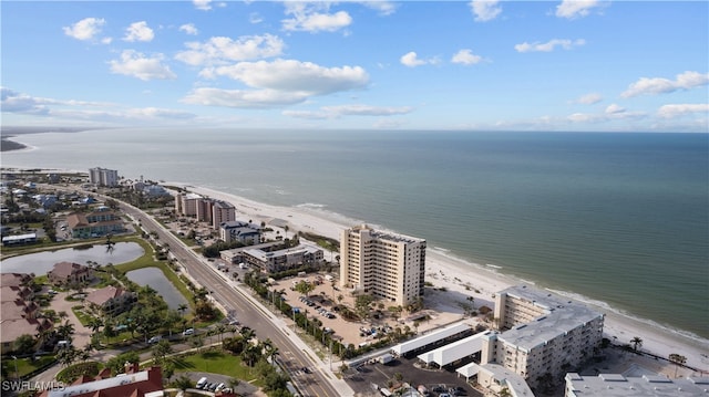 aerial view with a beach view and a water view