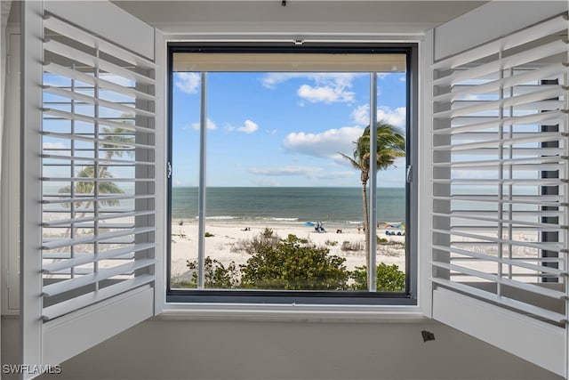 view of water feature featuring a view of the beach