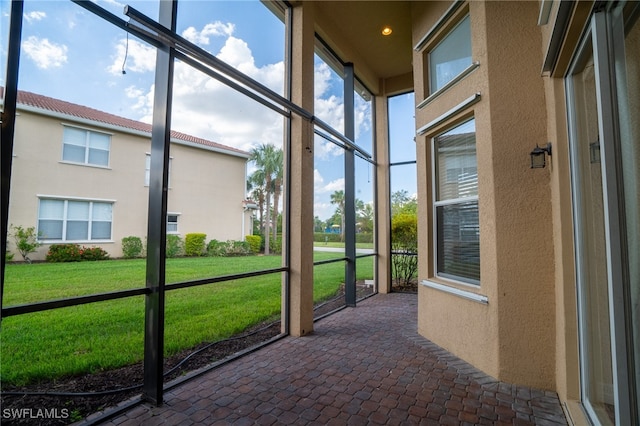 view of unfurnished sunroom