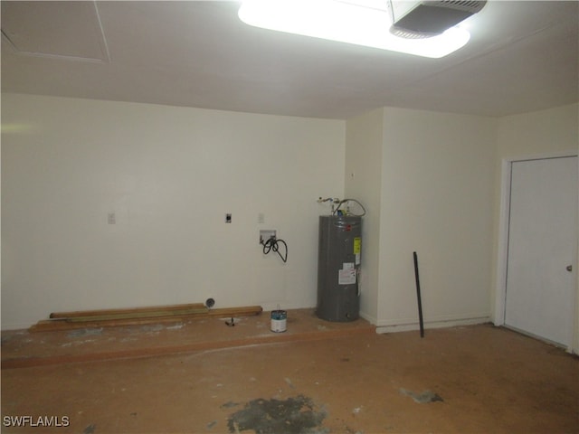 interior space featuring hookup for an electric dryer and water heater