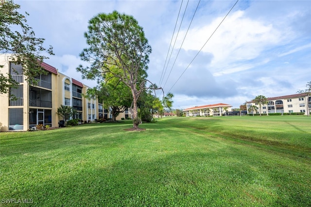 view of property's community featuring a lawn