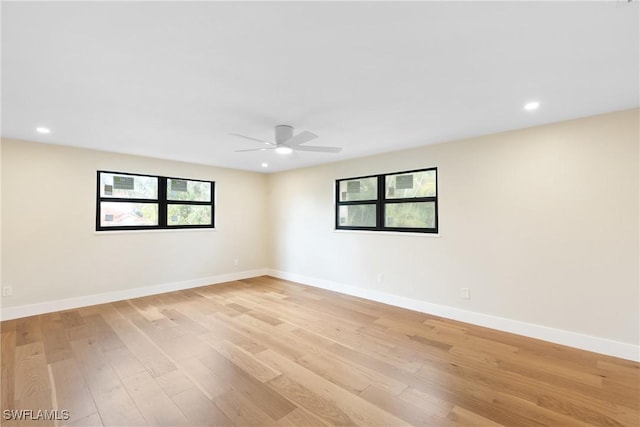 8531 Yorkshire Ln, Fort Myers, FL 33919 - unfurnished room with light wood-style flooring, a ceiling fan, baseboards, and recessed lighting