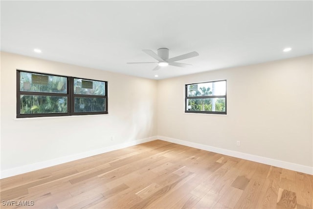8531 Yorkshire Ln, Fort Myers, FL 33919 - unfurnished room with light wood-type flooring, baseboards, ceiling fan, and recessed lighting