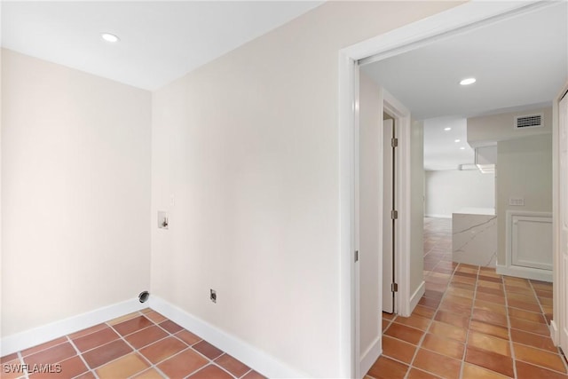 8531 Yorkshire Ln, Fort Myers, FL 33919 - washroom with recessed lighting, tile patterned floors, baseboards, and electric dryer hookup