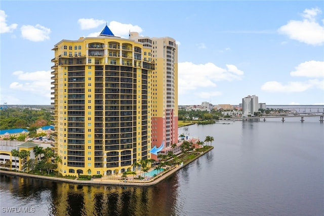 view of property with a water view