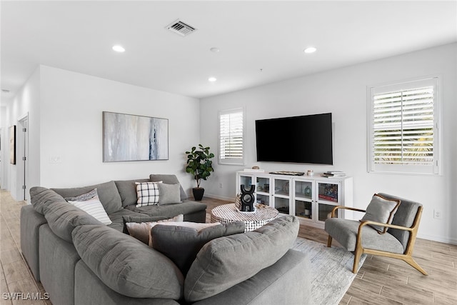 living room featuring light hardwood / wood-style floors