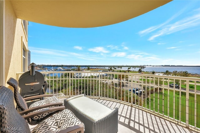 balcony with a water view