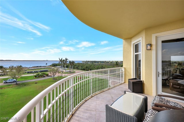 balcony with a water view