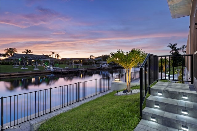 property view of water with fence